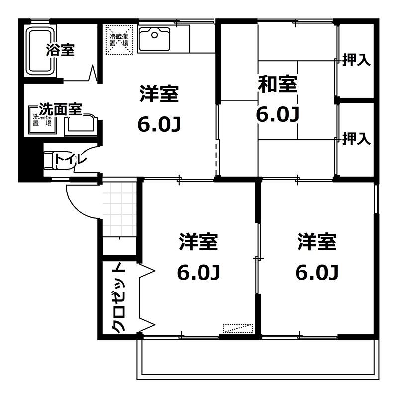 サンモールコウヤ(3DK/2階)の間取り写真