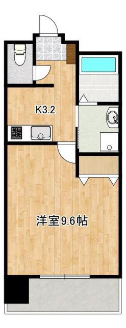 クロノス42新町V(1K/10階)の間取り写真