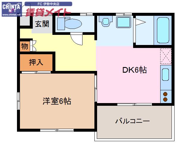 正邦苑竹ケ鼻(1DK/1階)の間取り写真
