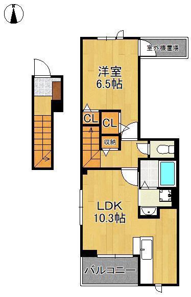 サンパティークIV(1LDK/2階)の間取り写真
