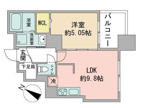 S-FORT北大前(1LDK/5階)の間取り写真