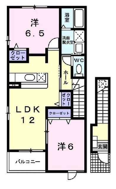 パインビレッジ90(2LDK/2階)の間取り写真