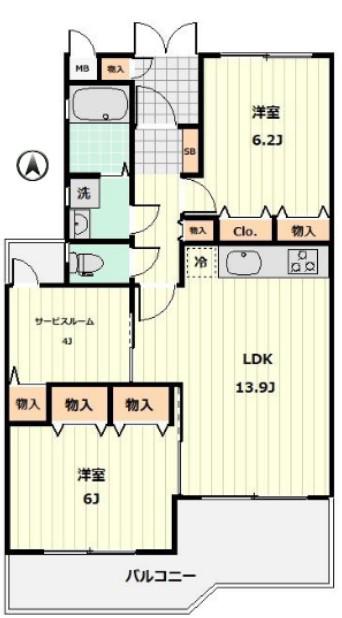 S-FORT鶴川(2SLDK/2階)の間取り写真