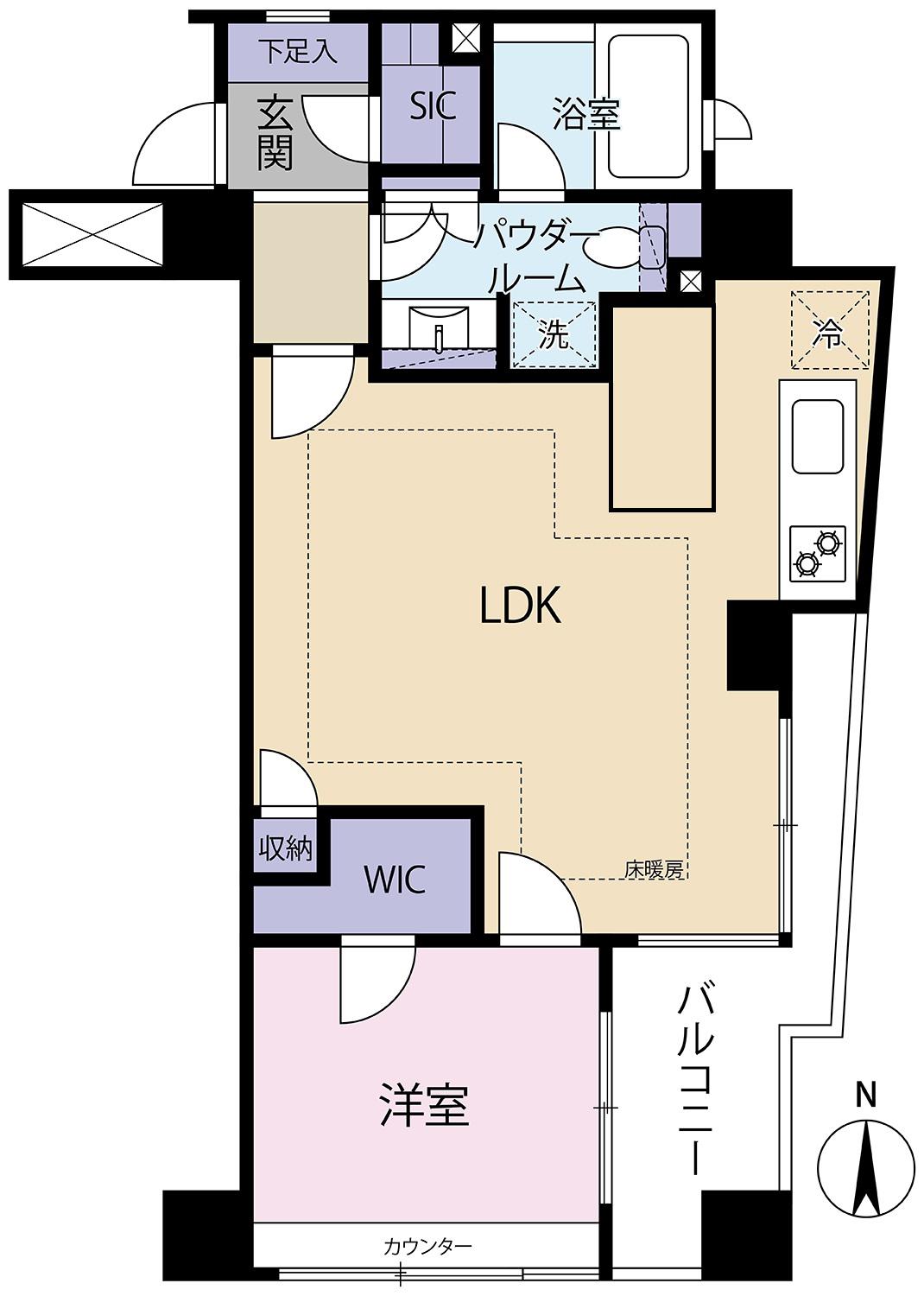 ラヴィタス三軒茶屋(1LDK/3階)の間取り写真