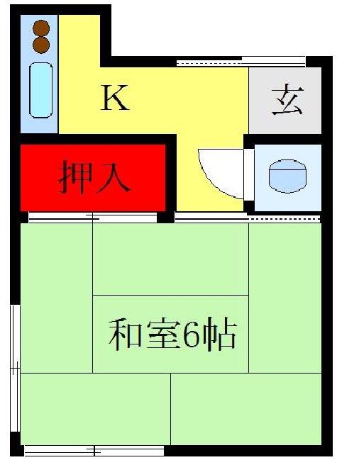 山田荘(ワンルーム/2階)の間取り写真