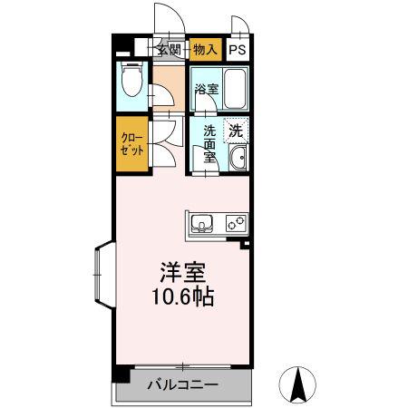 長町南クレスト(ワンルーム/2階)の間取り写真