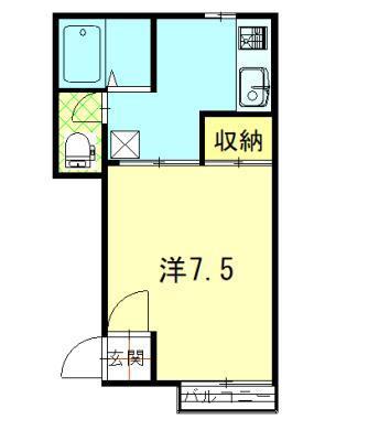 フォーブル高砂(1K/2階)の間取り写真