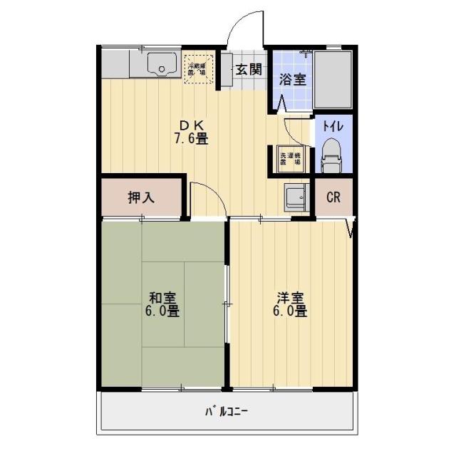 シャトレ B(2DK/2階)の間取り写真
