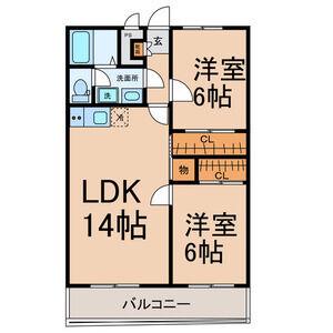 ドリームマンション佐野II(2LDK/1階)の間取り写真