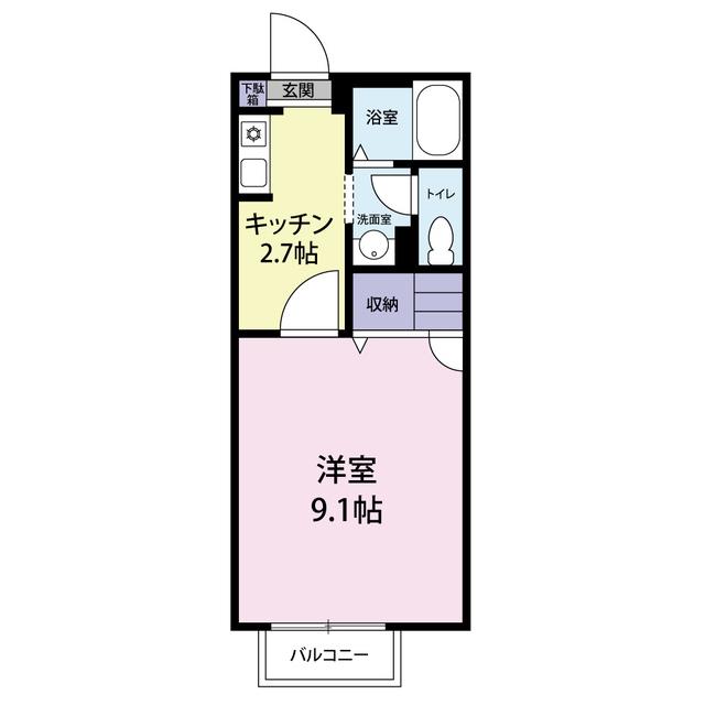 ディアス(1K/1階)の間取り写真