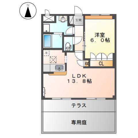 ボンヌ・シャンス(1LDK/1階)の間取り写真