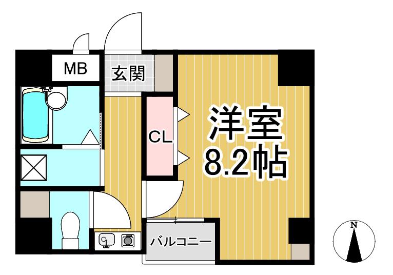 アクトアベンテ伊丹(ワンルーム/4階)の間取り写真