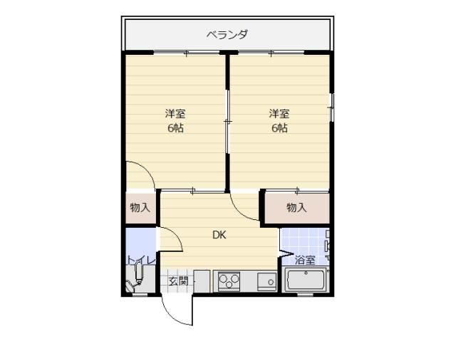 深町コーポ(2DK/1階)の間取り写真