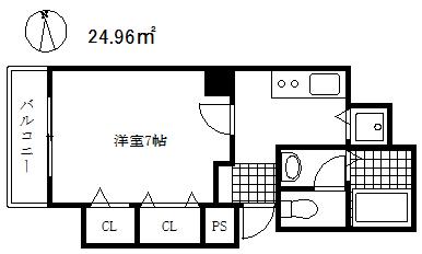 プライムライフ御影(1K/3階)の間取り写真