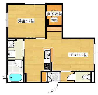 エクレール高須(1LDK/1階)の間取り写真