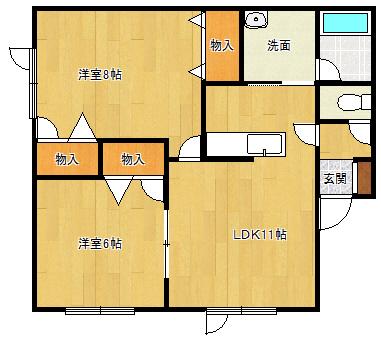 光ハイツ(2LDK/1階)の間取り写真