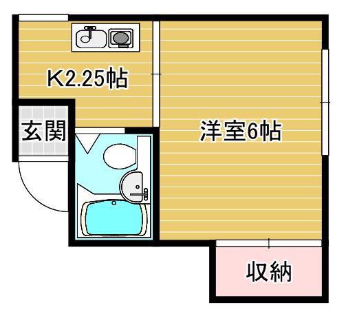シティハイツ殿辻(ワンルーム/3階)の間取り写真