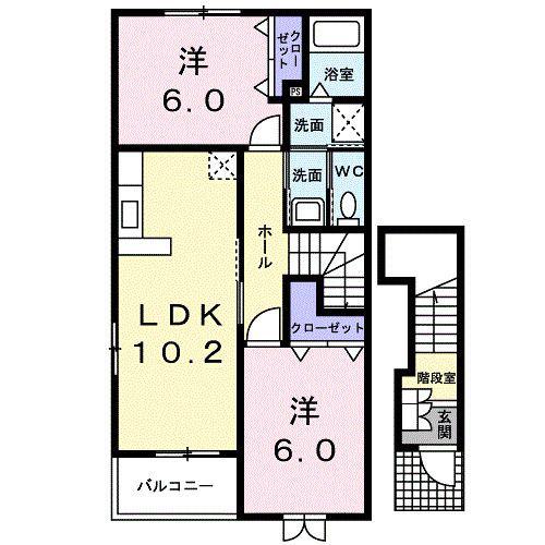 グレイスヴィラ(2LDK/2階)の間取り写真