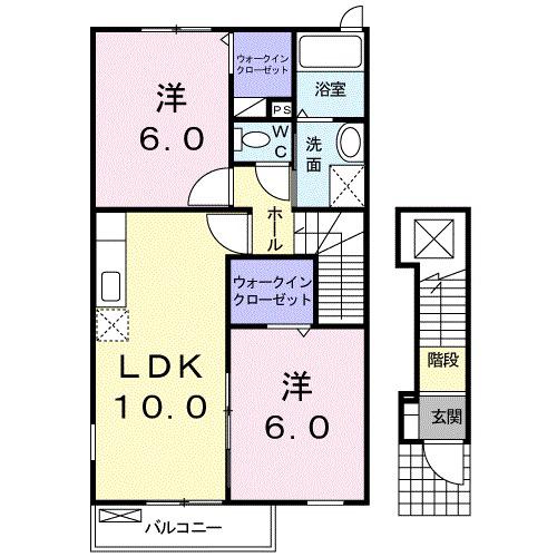 オパールIII番館(2LDK/2階)の間取り写真