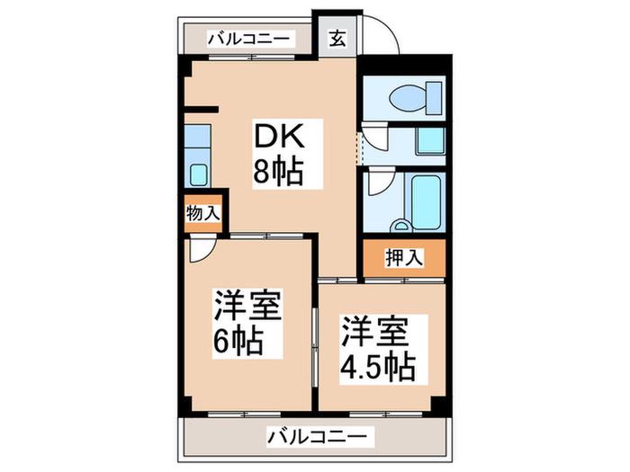 サンハイム星場(2DK/3階)の間取り写真