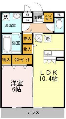 アルカディア湘南(1LDK/2階)の間取り写真