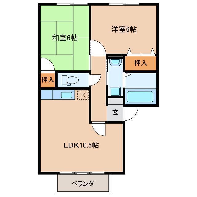 ハイツ・サンファーストB棟(2LDK/2階)の間取り写真
