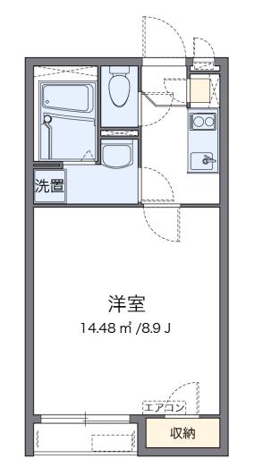 グランドソレーユI(1K/1階)の間取り写真
