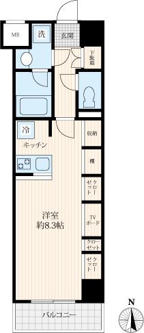LOG MORISHITA(1K/4階)の間取り写真