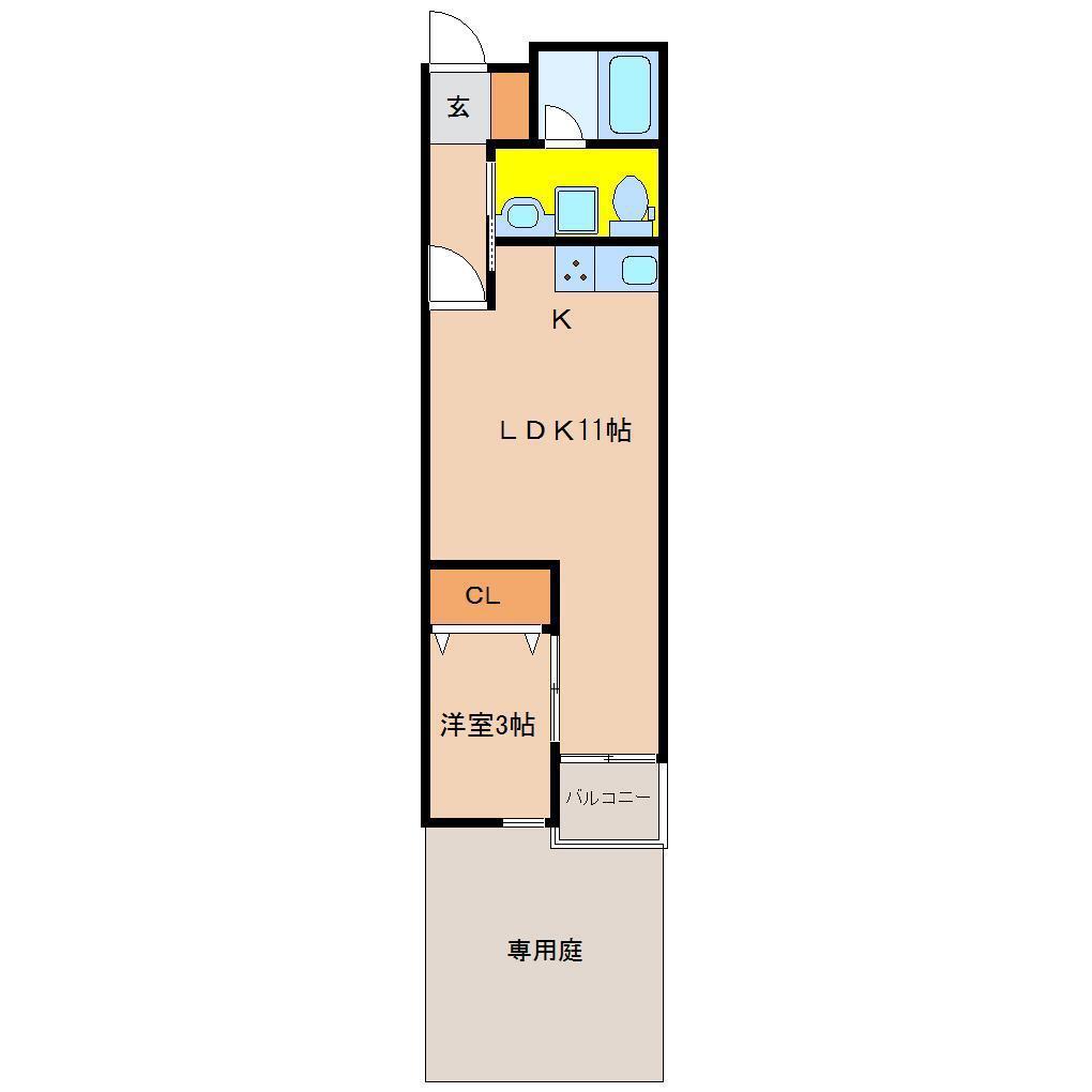 APARTMENT結(1LDK/1階)の間取り写真