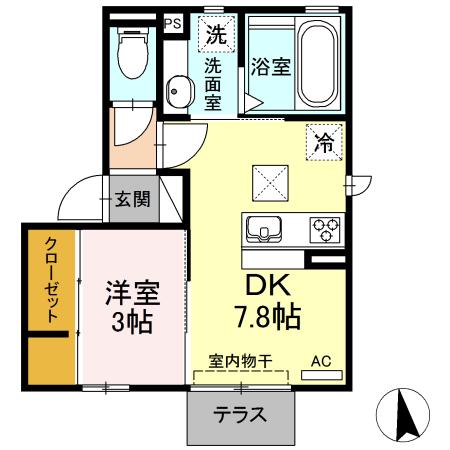 カトル セゾンII(1LDK/1階)の間取り写真