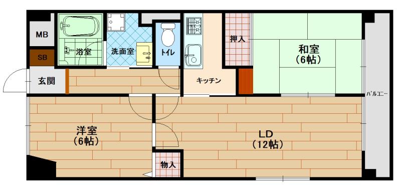 プラマーII番館(2LDK/5階)の間取り写真
