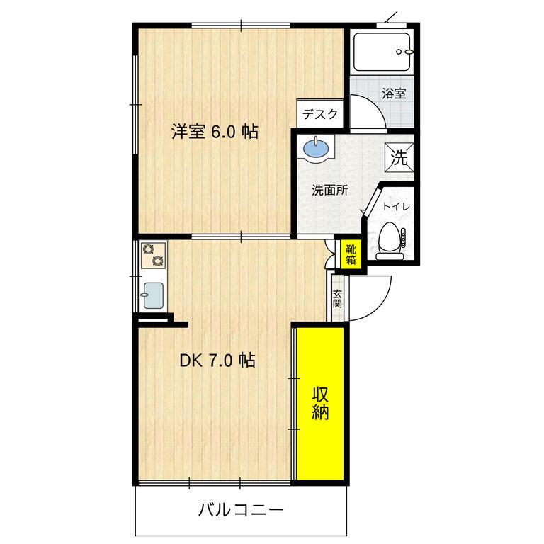西正マンション(1DK/1階)の間取り写真