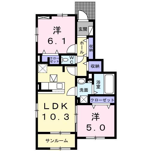 プリマヴェーラ(2LDK/1階)の間取り写真