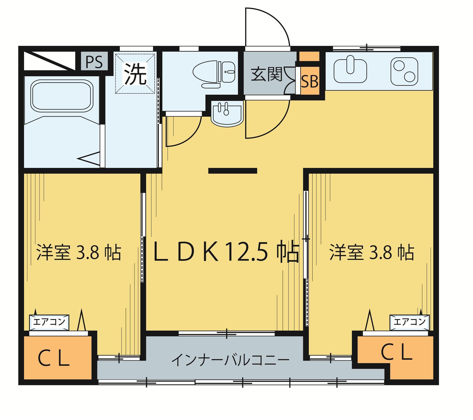 ファミール小田原(2LDK/2階)の間取り写真