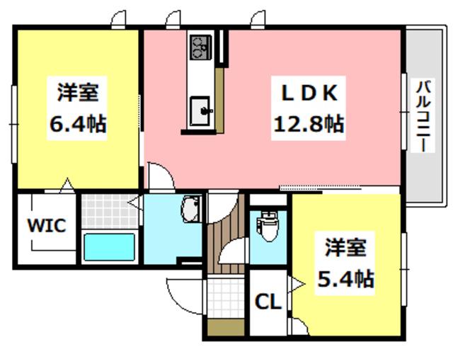 SOLEIL彩都 A棟(2LDK/2階)の間取り写真