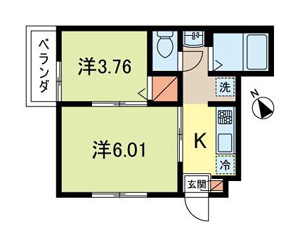 サットンプレイス・エン(2K/1階)の間取り写真