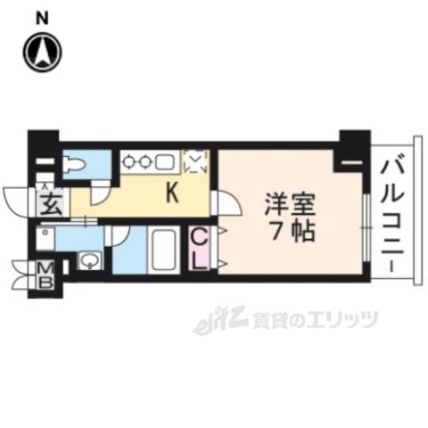 アスヴェル京都東寺前Ⅱ(1K/2階)の間取り写真