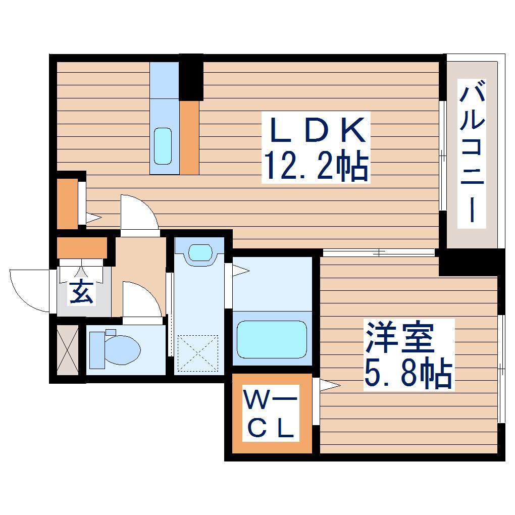 ティエード(1LDK/3階)の間取り写真