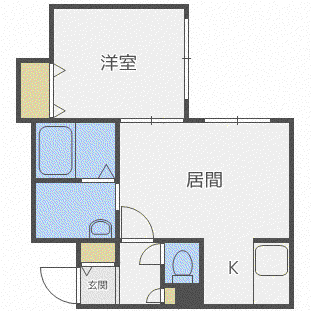 ヴェルナチュール麻生(1LDK/1階)の間取り写真