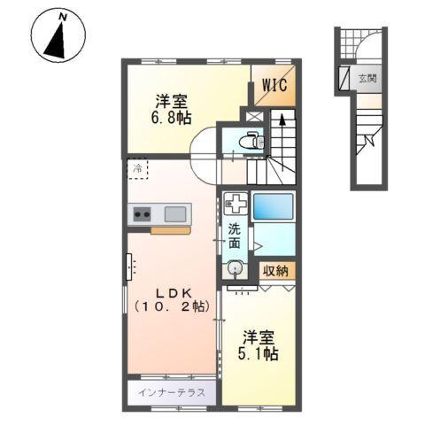 グレイスワン南沢(2LDK/2階)の間取り写真
