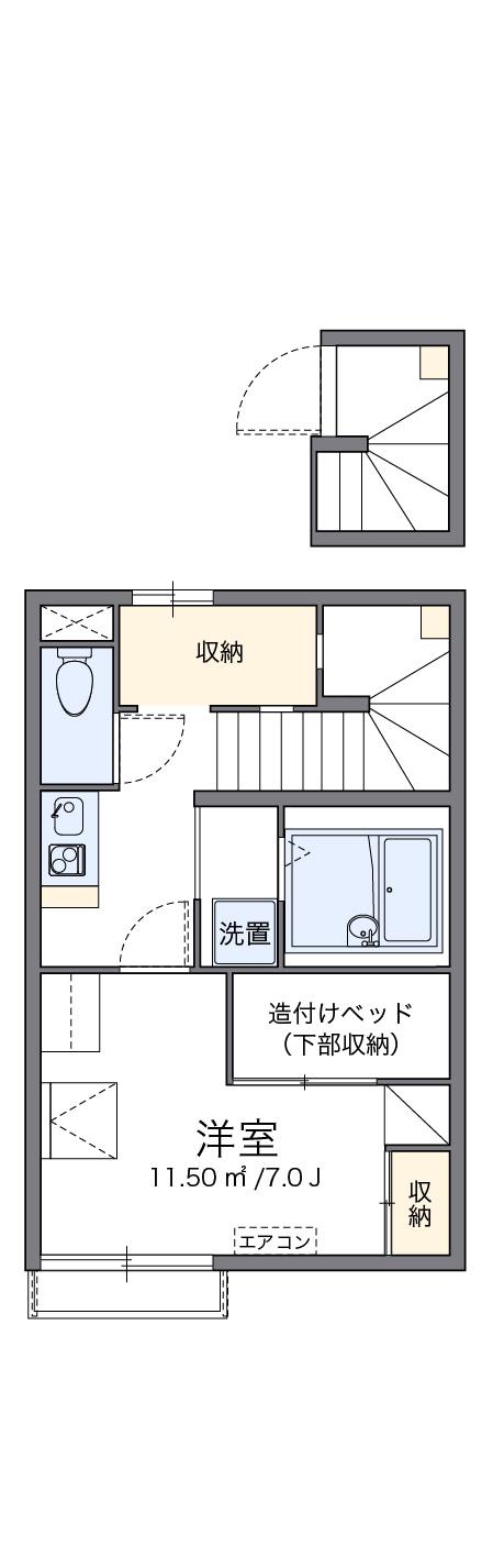 ウッドグリーン(1K/2階)の間取り写真