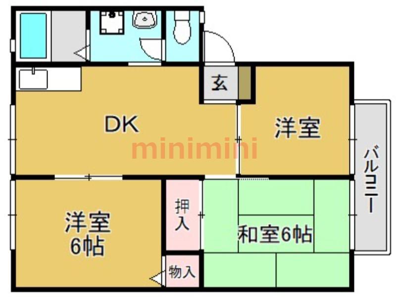 サンビレッヂ新和B棟(3DK/1階)の間取り写真