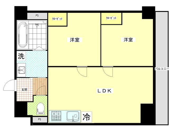 フェリチタ越谷駅前(2LDK/4階)の間取り写真