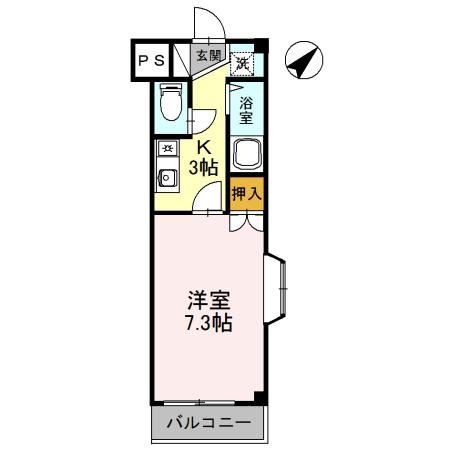 ローズハイツT・K(1K/2階)の間取り写真