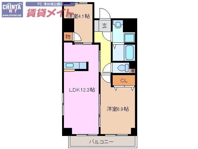 グランステージU(2LDK/3階)の間取り写真