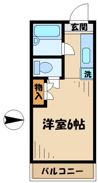 アゼリアガーデンズ柿生(ワンルーム/2階)の間取り写真