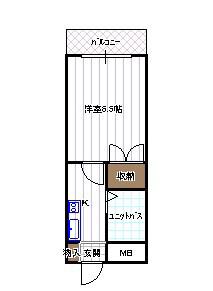サニーコート大利(1K/2階)の間取り写真