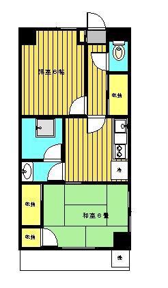 ハイツ山王(2DK/3階)の間取り写真