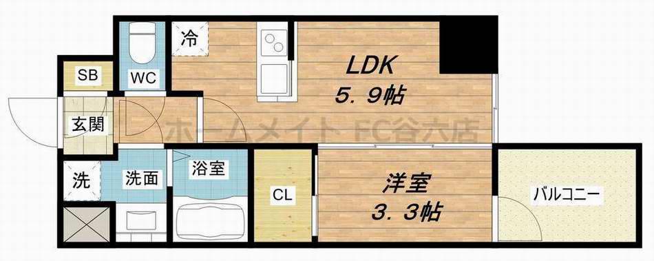 HS梅田イースト(1DK/3階)の間取り写真