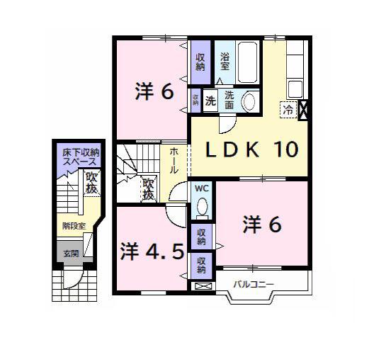 ニューブランパレスII(3LDK/2階)の間取り写真